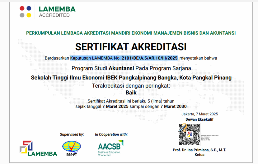 Screenshot (337) Sertifikat Akreditasi Program Studi Akuntansi berdasarkan Keputusan LAMEMBA No. 2101/DE/A.5/AR.10/III/2025